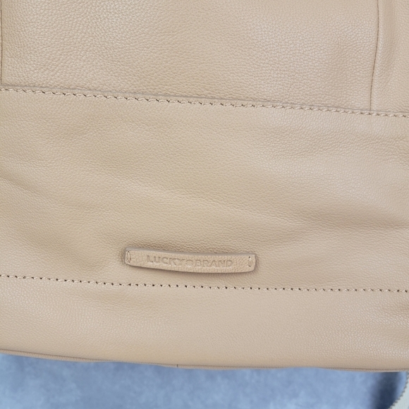 Lucky Brand Leather Suede Large Deep Shoulder Bag In Walnut cream - Picture 3 of 12
